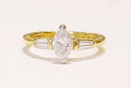 18ct maquise and baguette diamond ring