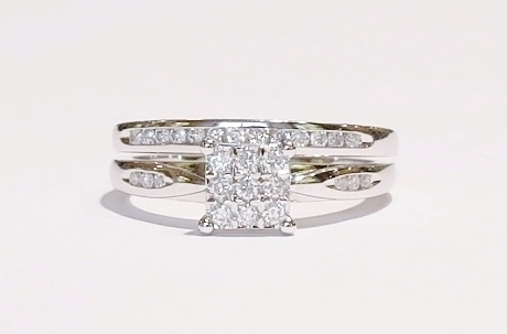 18ct white gold diamond ring set