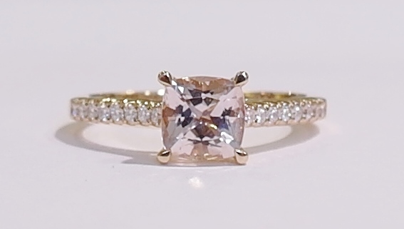18ct rose gold morganite and diamond ring