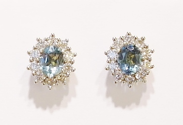 18ct aquamarine and diamond earrings