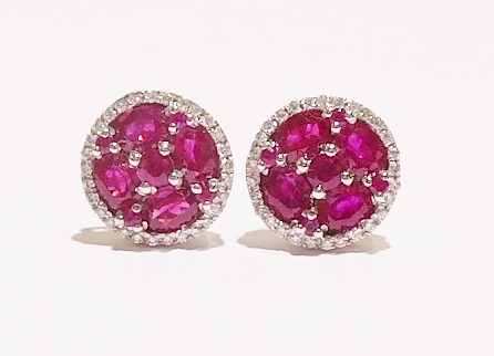 18ct white gold ruby and diamond earrings