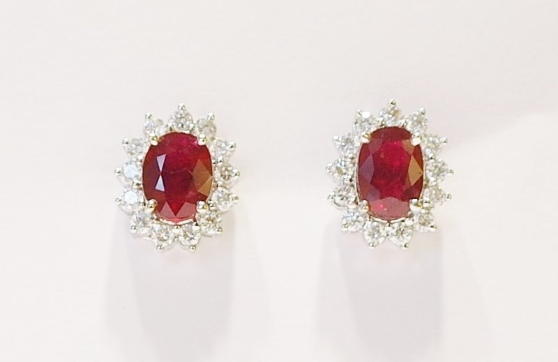 Ruby and Diamond cluster earrings