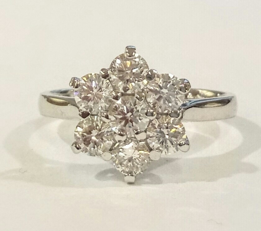 Platinum diamond cluster ring