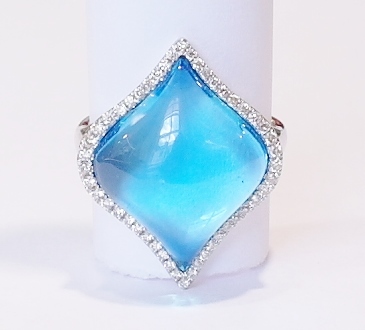 18ct white gold blue topaz and diamond ring