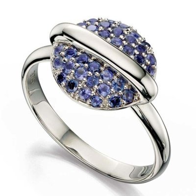 9ct white gold iolite ring
