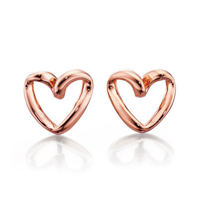 9ct rose gold heart earrings