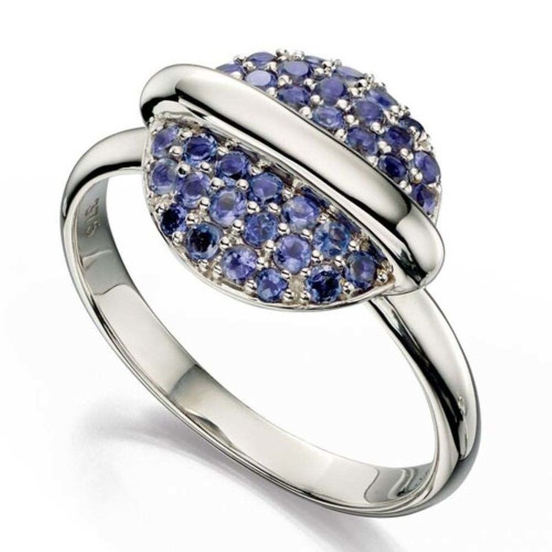 9ct white gold iolite ring