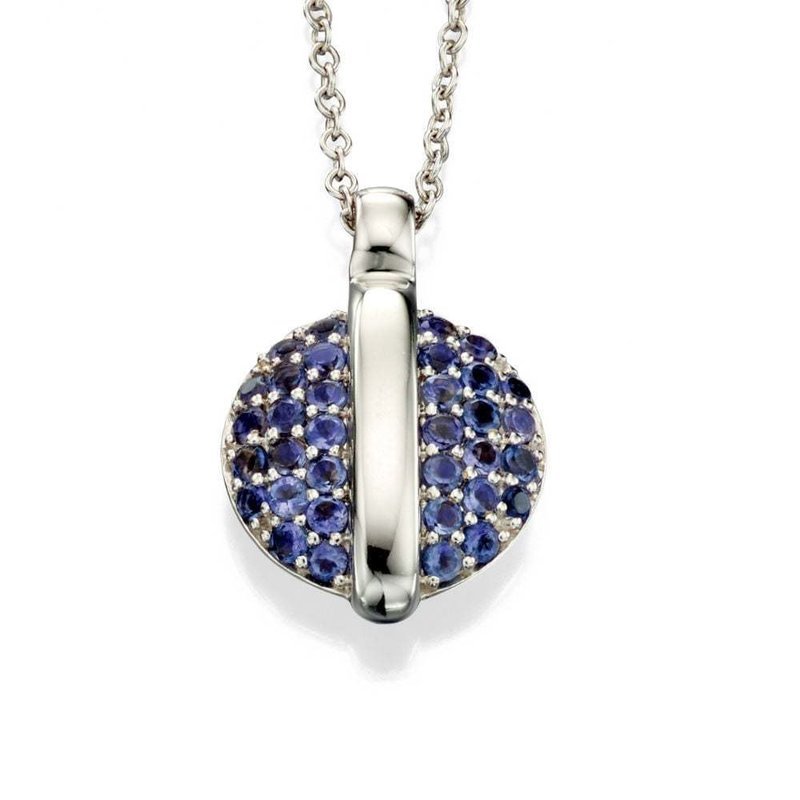 9ct white gold iolite pendant