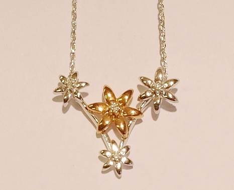 18ct rose and white gold diamond necklet