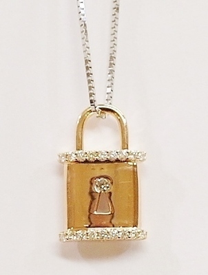 18ct rose gold diamond padlock