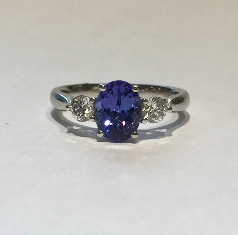 Platinum Tanzanite and Diamond ring