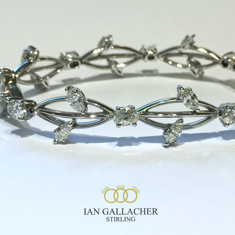 18ct white gold marquise and oval diamond bracelet