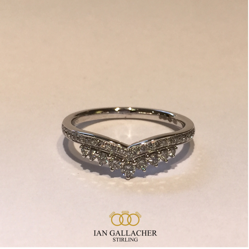 Platinum brilliant tiara style shaped  diamond wedding ring