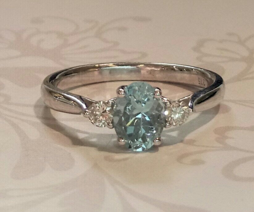 Aquamarine and diamond ring