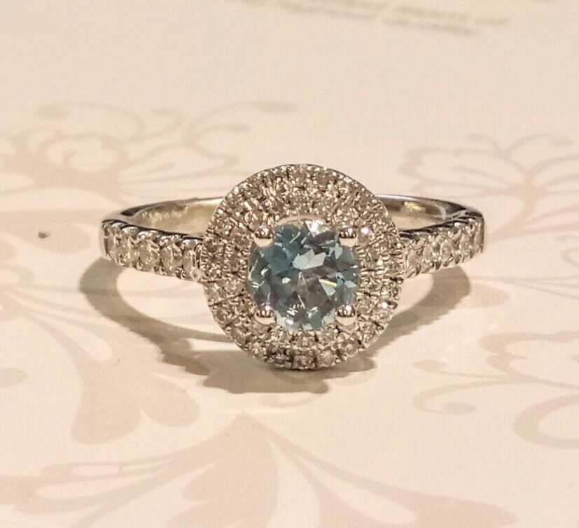 Aquamarine and diamond ring