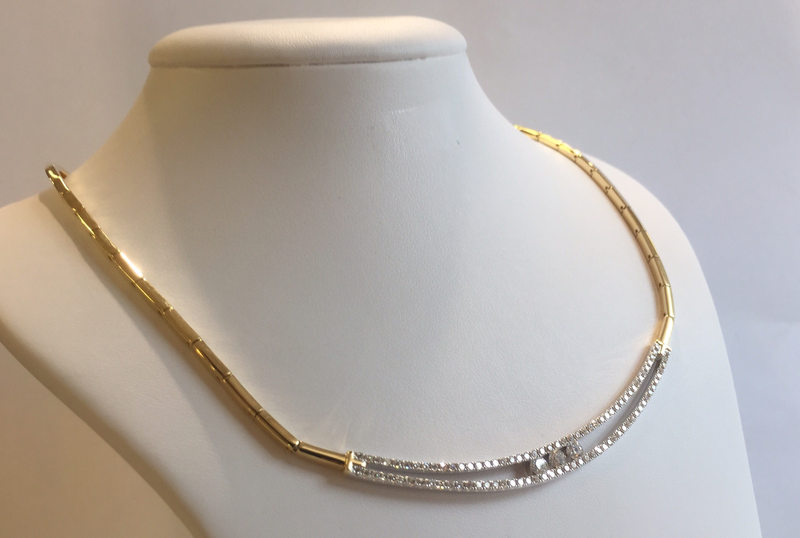 18ct yellow gold diamond necklet