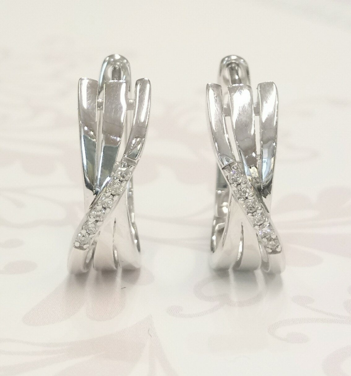 9ct white gold diamond hoop earrings