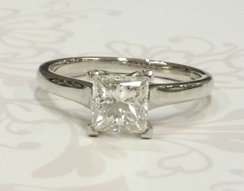 Platinum princess cut solitaire