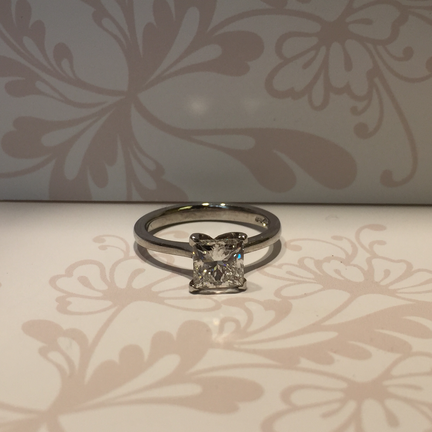 Platinum princess cut diamond solitaire