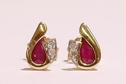 9ct ruby and diamond earrings