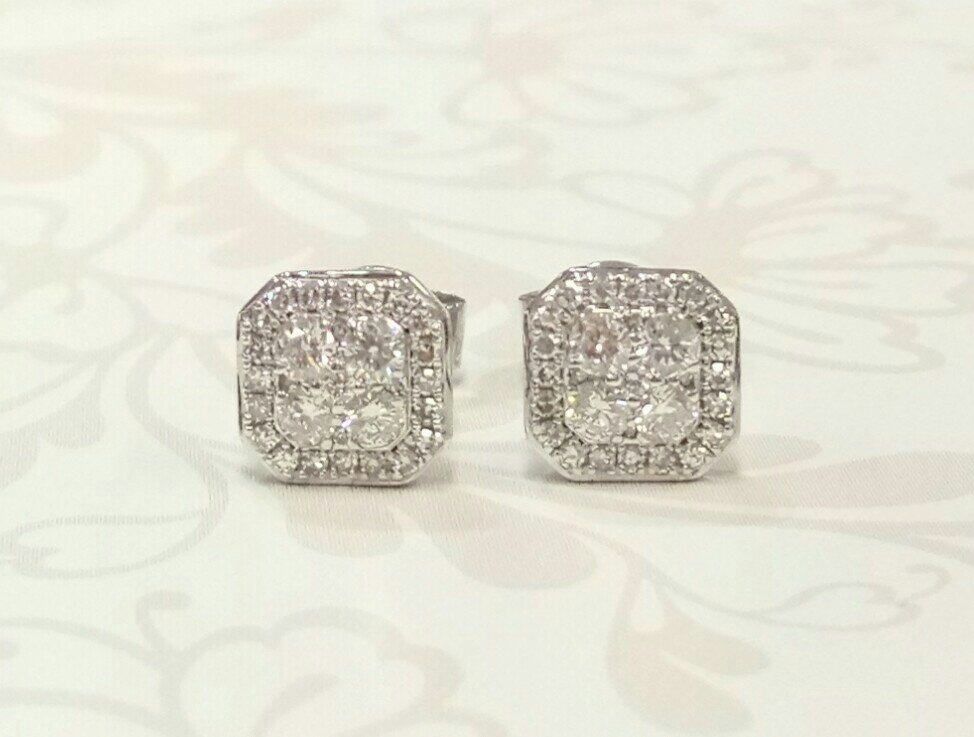 9ct white gold diamond stud earrings