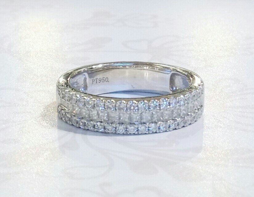 Platinum triple row diamond dress ring
