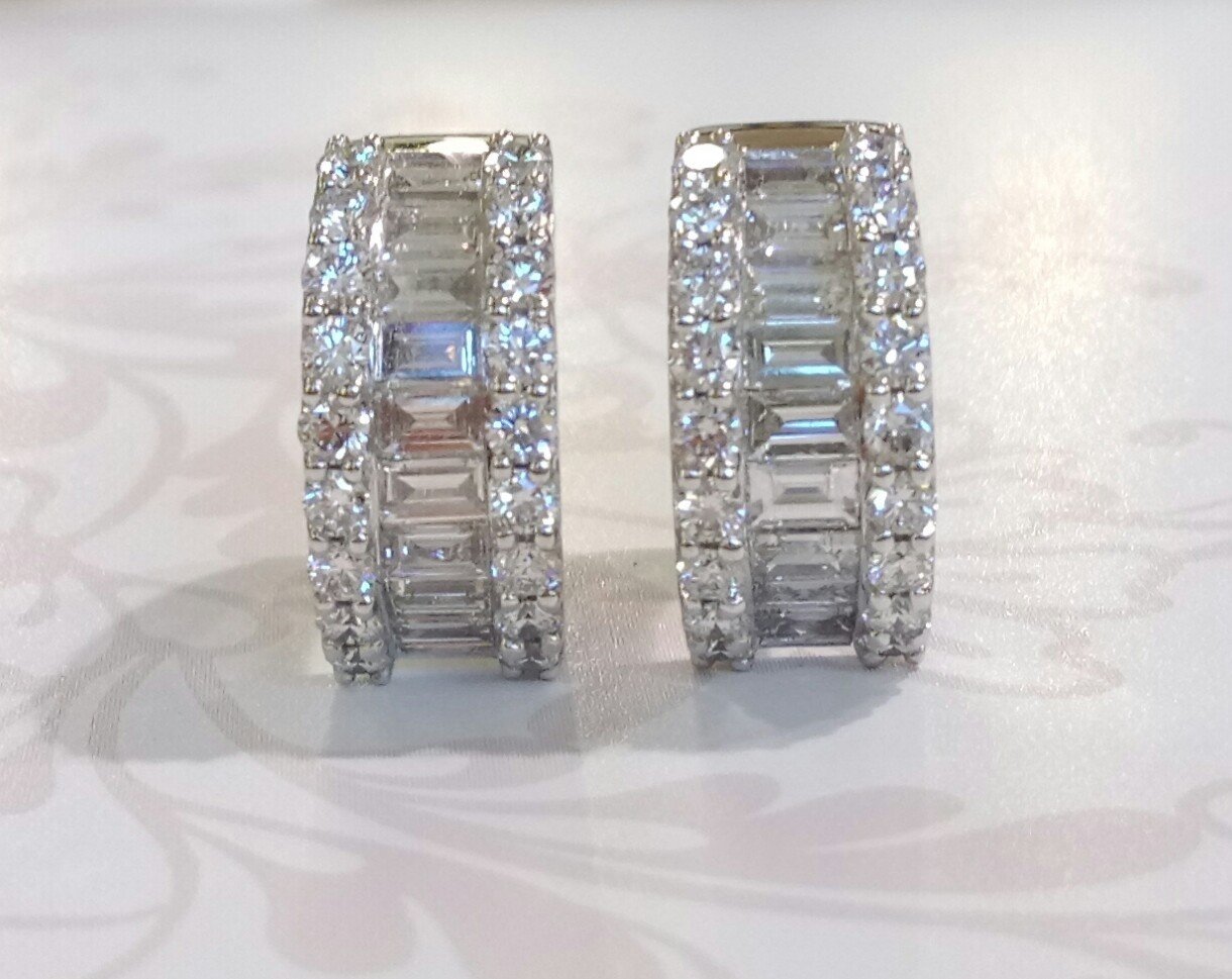 18ct white gold diamond hoop earrings