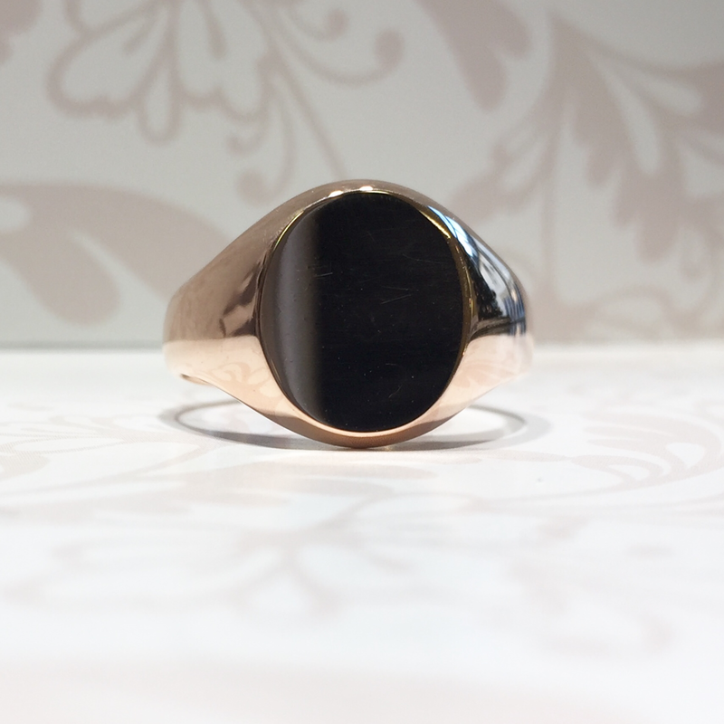 9ct rose gold oval signet ring