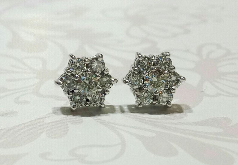 18ct white gold diamond cluster earrings