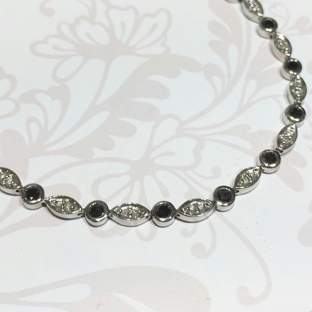 9ct white gold black and white diamond bracelet