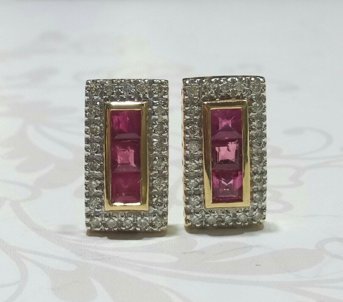 18ct gold ruby and diamond stud earrings