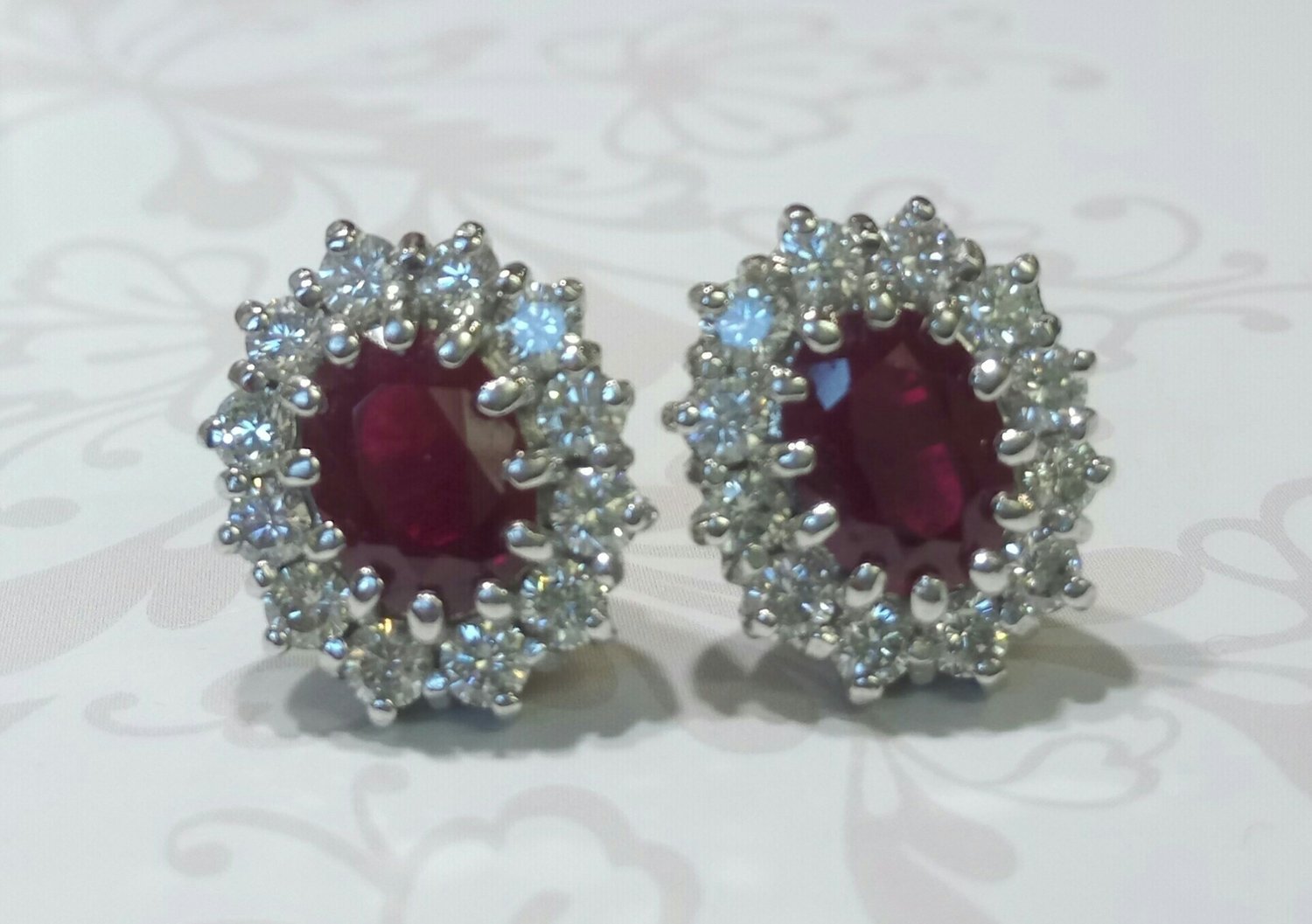 18ct white gold ruby and diamond earrings