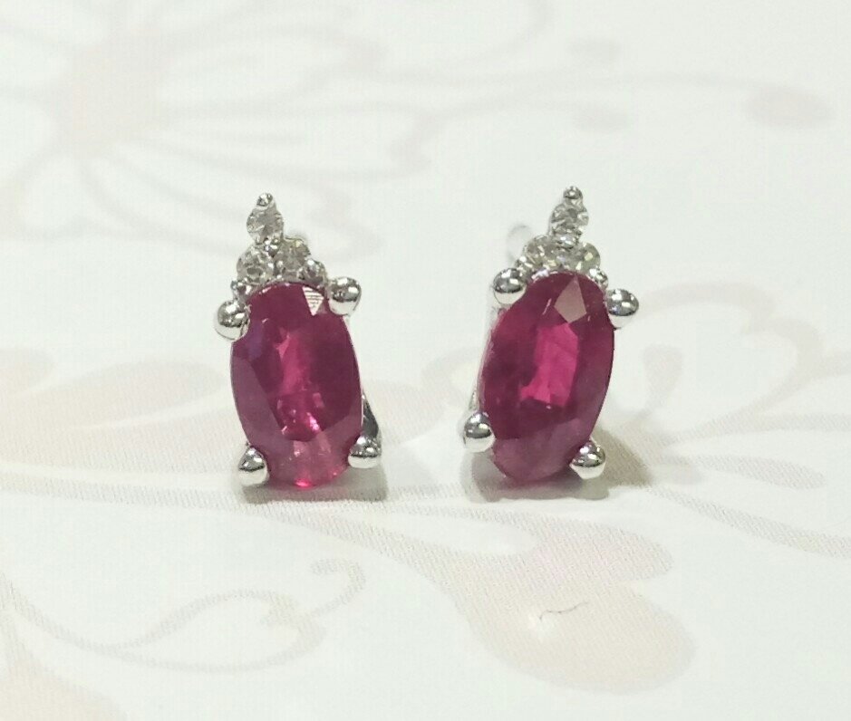 9ct white gold ruby and diamond earrings
