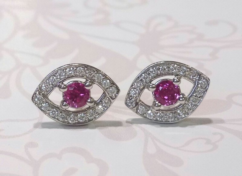 9ct white gold ruby and diamond earrings