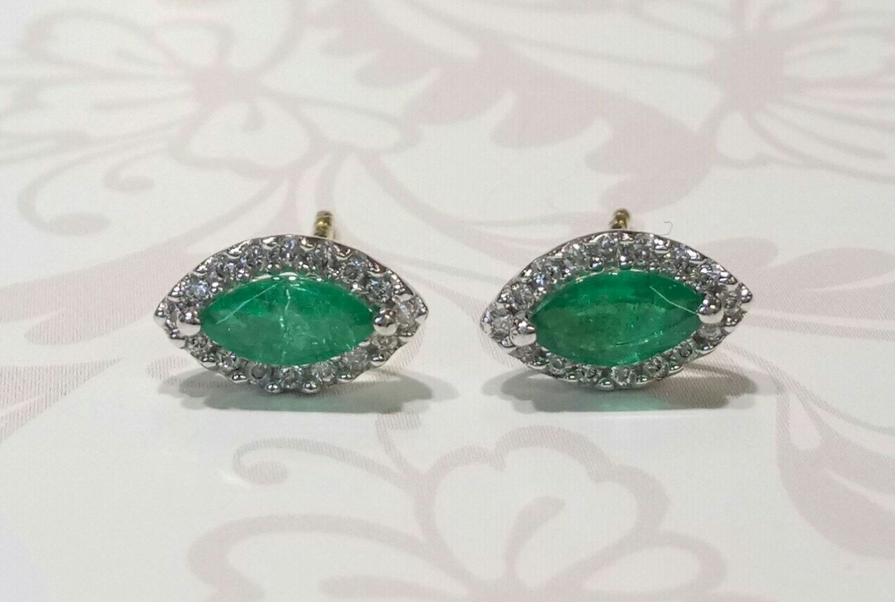 18ct gold emerald and diamond earrings