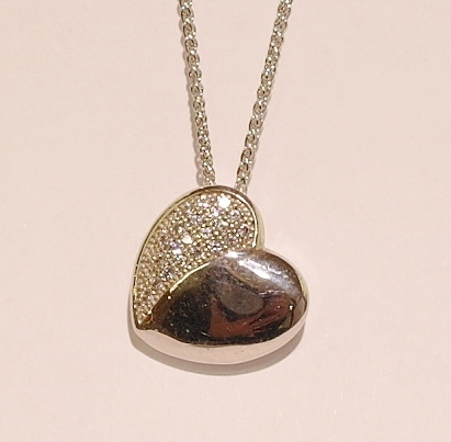 Silver and cubic zirconia heart pendant