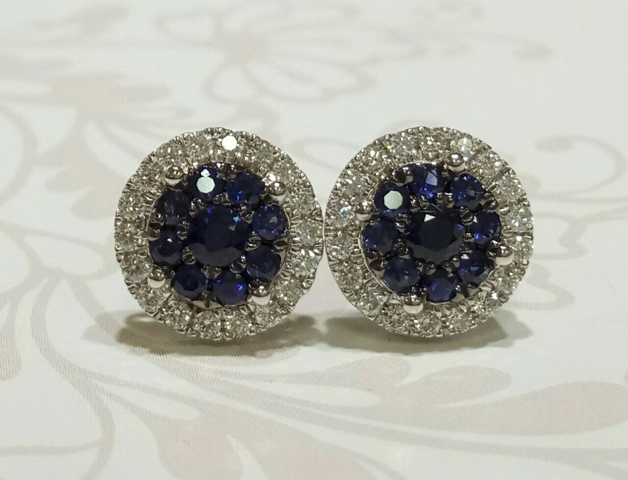 18ct white gold sapphire and diamond stud earrings