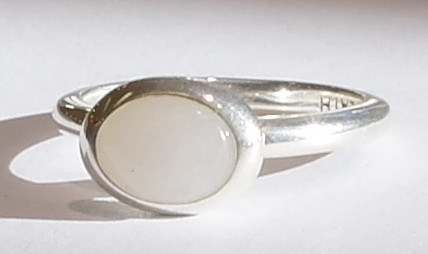 Silver Kit Heath stacking ring with white jade