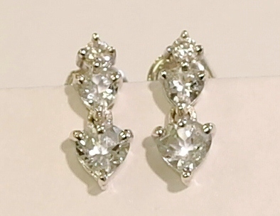 9ct white gold aquamarine and diamond earrings