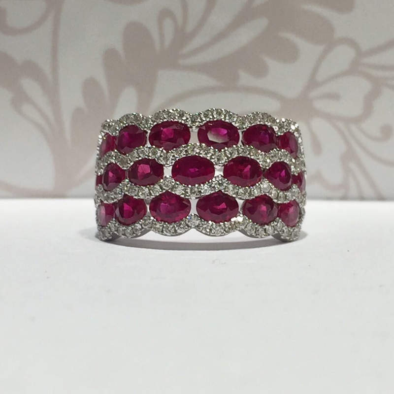 18ct white gold ruby and diamond dress ring