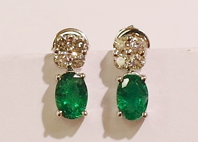 18ct white gold emerald and diamond earrings