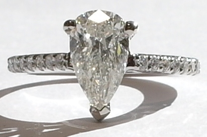 Platinum and pear shape diamond solitaire ring