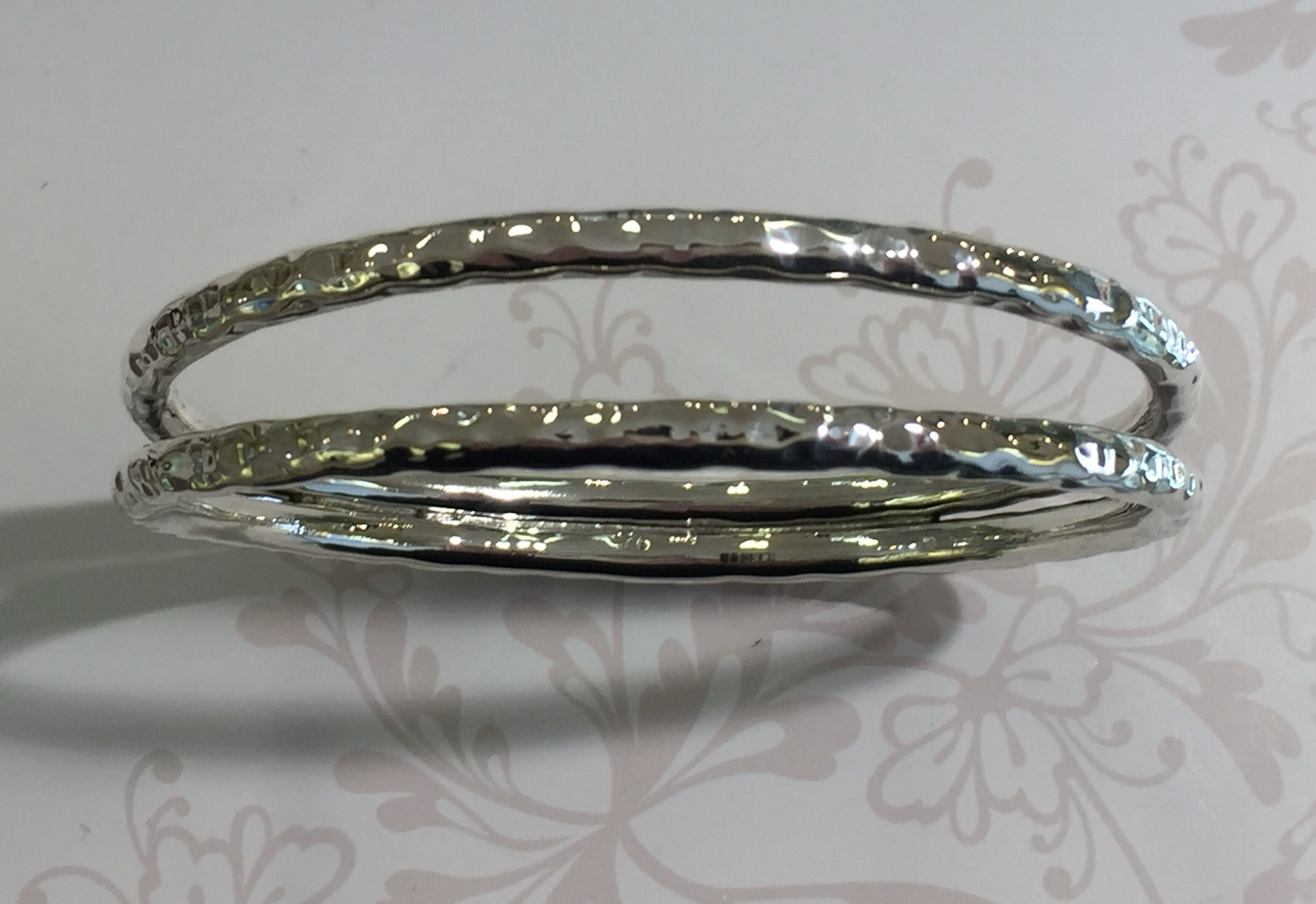 Silver double hooped bangle