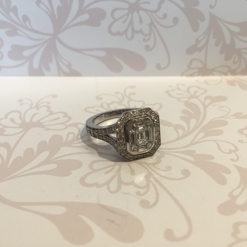 Platinum diamond set dress ring