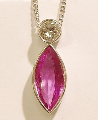 18ct white gold sapphire and diamond pendant