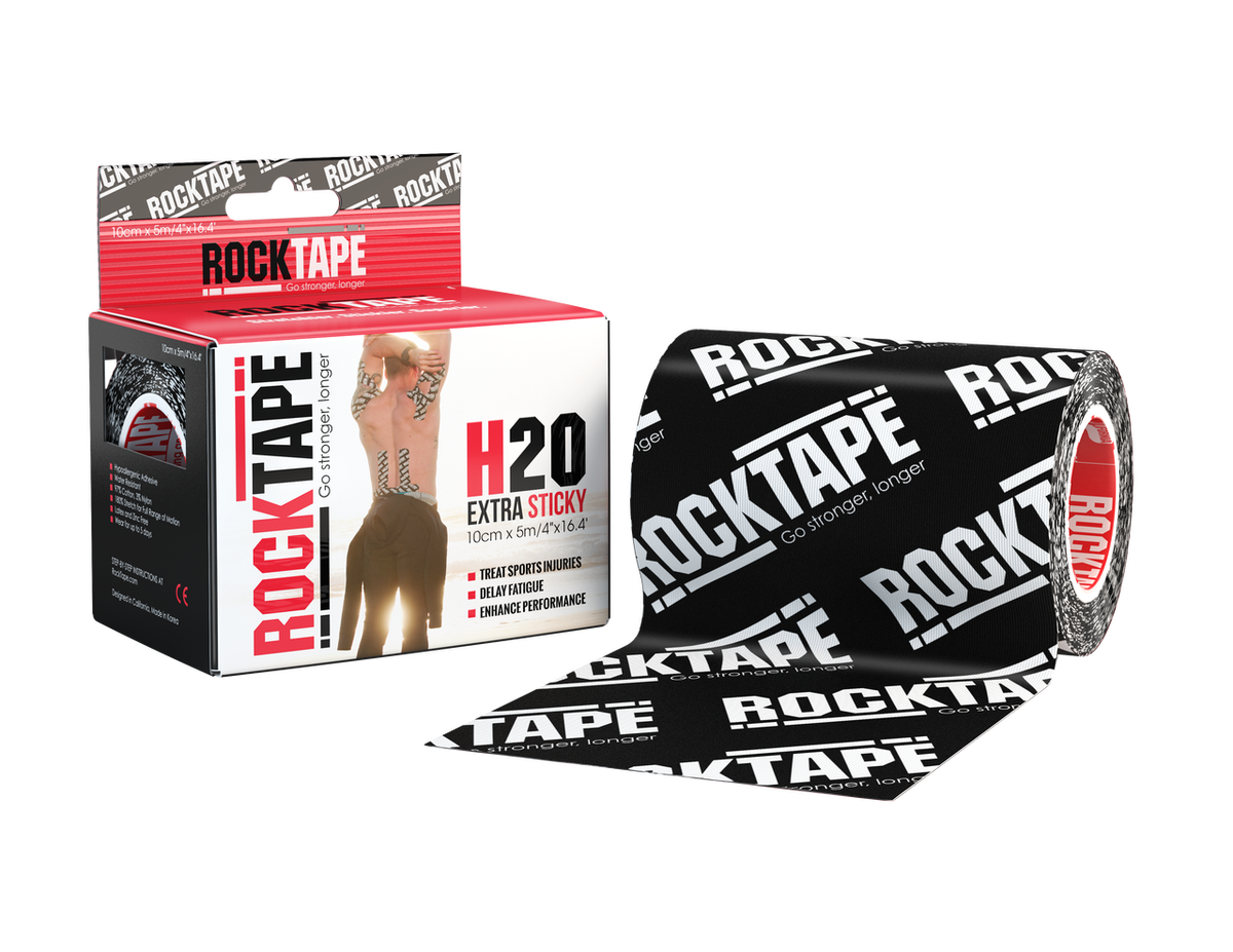 Кинезиотейп RockTape H2O (10см×5м) черный лого