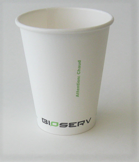 8oz Bioserv Single Wall White Hot Cup 1,000 per case