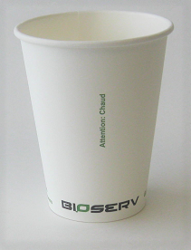 12oz Bioserv Single Wall White Hot Cup 1,000 per case
