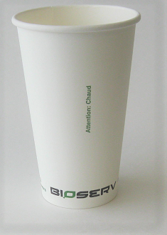16oz Bioserv Single Wall White Hot Cup 1,000 per case