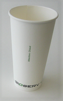 20oz Bioserv Single Wall White Hot Cup 1,000 per case